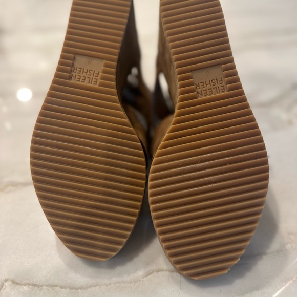 Eileen Fisher Brown Wedge Sandals with Adjustable Straps - Picture 5 of 5